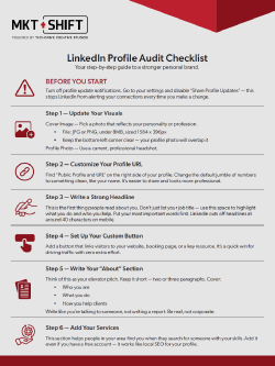 D&H CANADA ULC - Template: Your Step-by-Step LinkedIn Audit Guide: Optimize Your Personal Brand